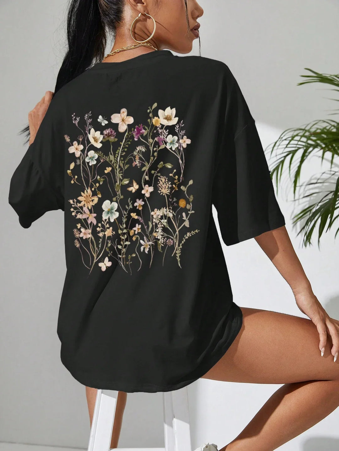 Florales Damen Baumwoll T-Shirt