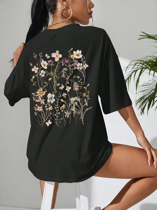 Florales Damen Baumwoll T-Shirt