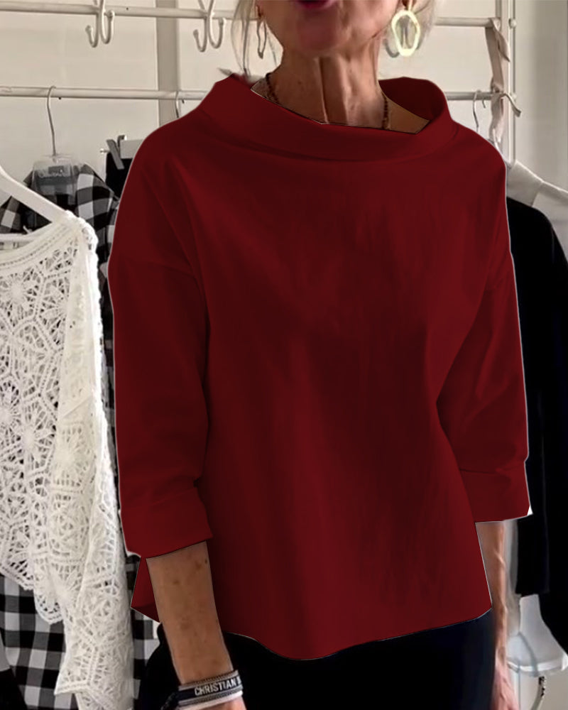 Elegante 3/4-Arm Bluse mit U-Boot-Ausschnitt Damen
