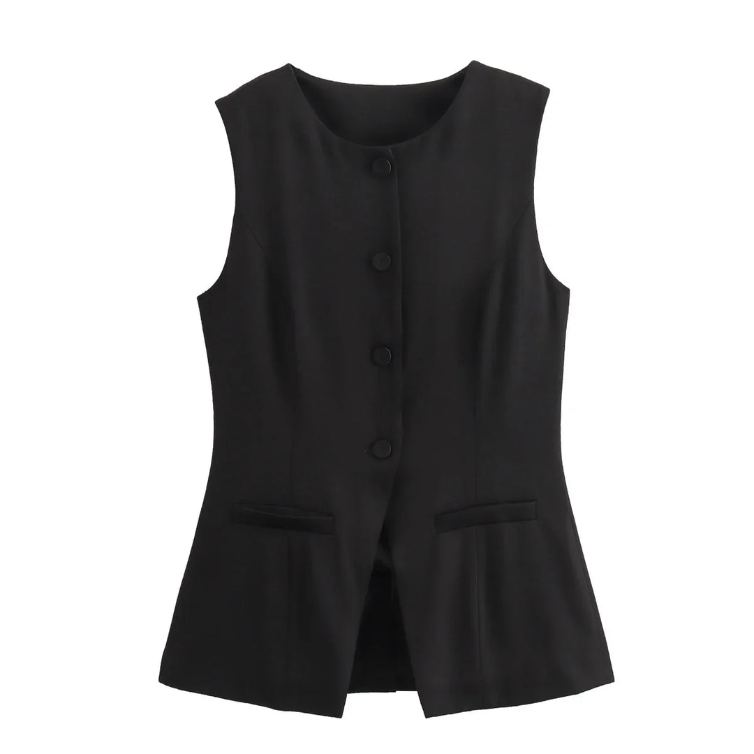 Elegantes Damen Zweiteiler-Set Vintage Kurzarm Knopfleiste