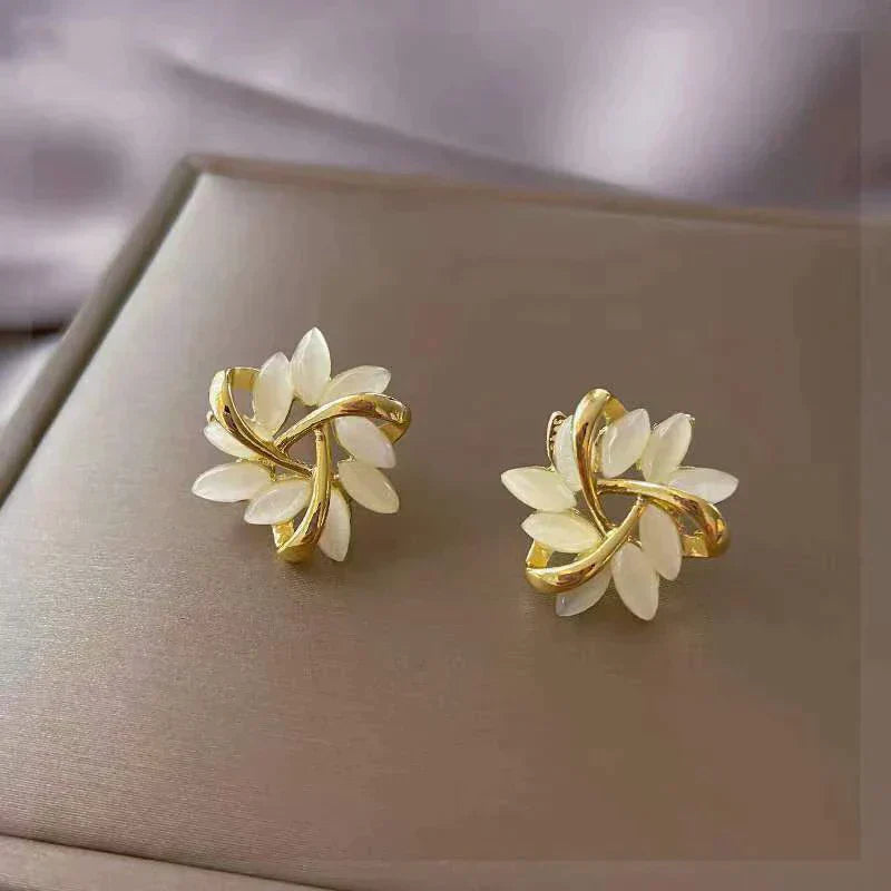 Elegante Damen Opal-Ohrringe Gold