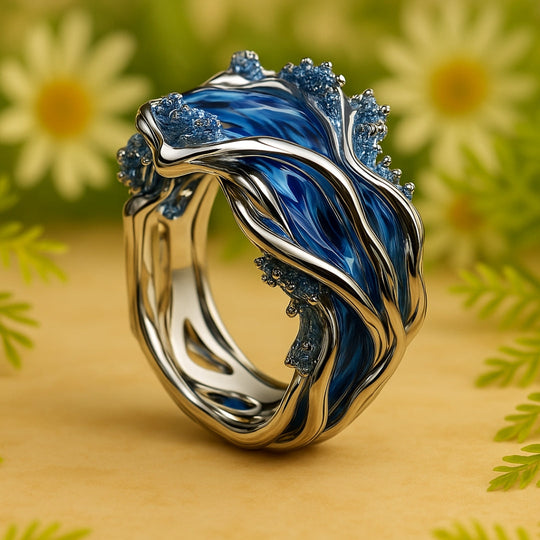 Vintage Goldener Wellenförmiger Damen Ring