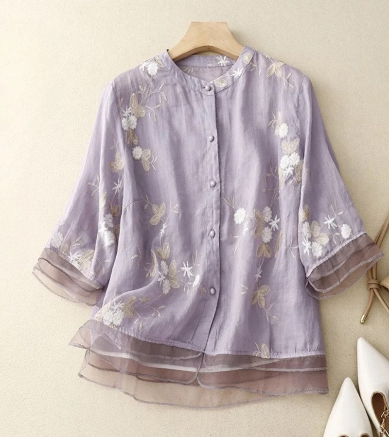 Besticktes Vintage Damen Hemd