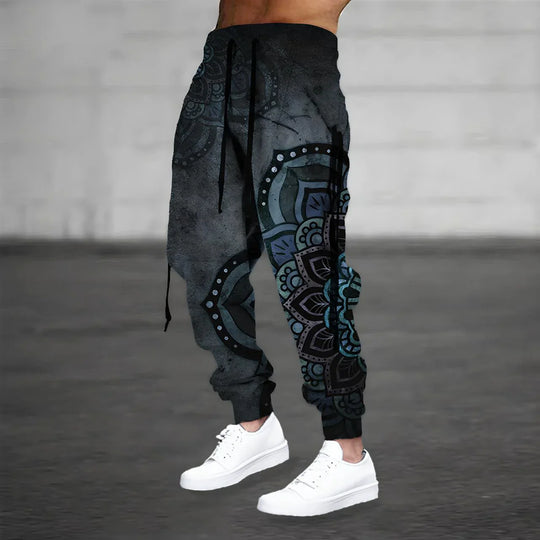 Herren-Sweatpants mit Musterprint und Kordelzug