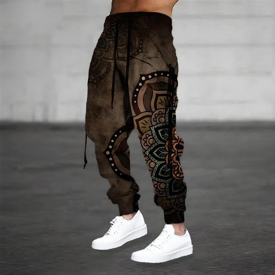 Herren-Sweatpants mit Musterprint und Kordelzug