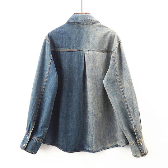 Asymmetrisches Damen Jeanshemd