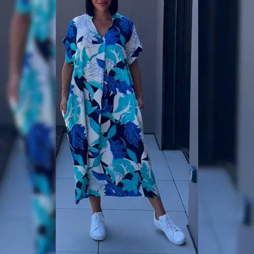 Entspanntes Damen Maxikleid mit Kunstdruck