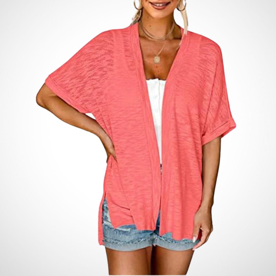 Luftige Kurzarm Damen Strickjacke