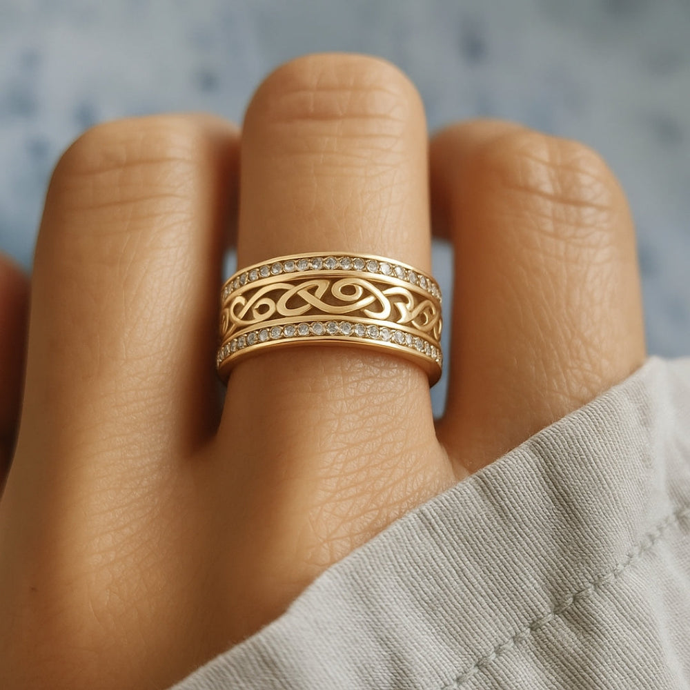 Eleganter Damen Ring Gold Hohl