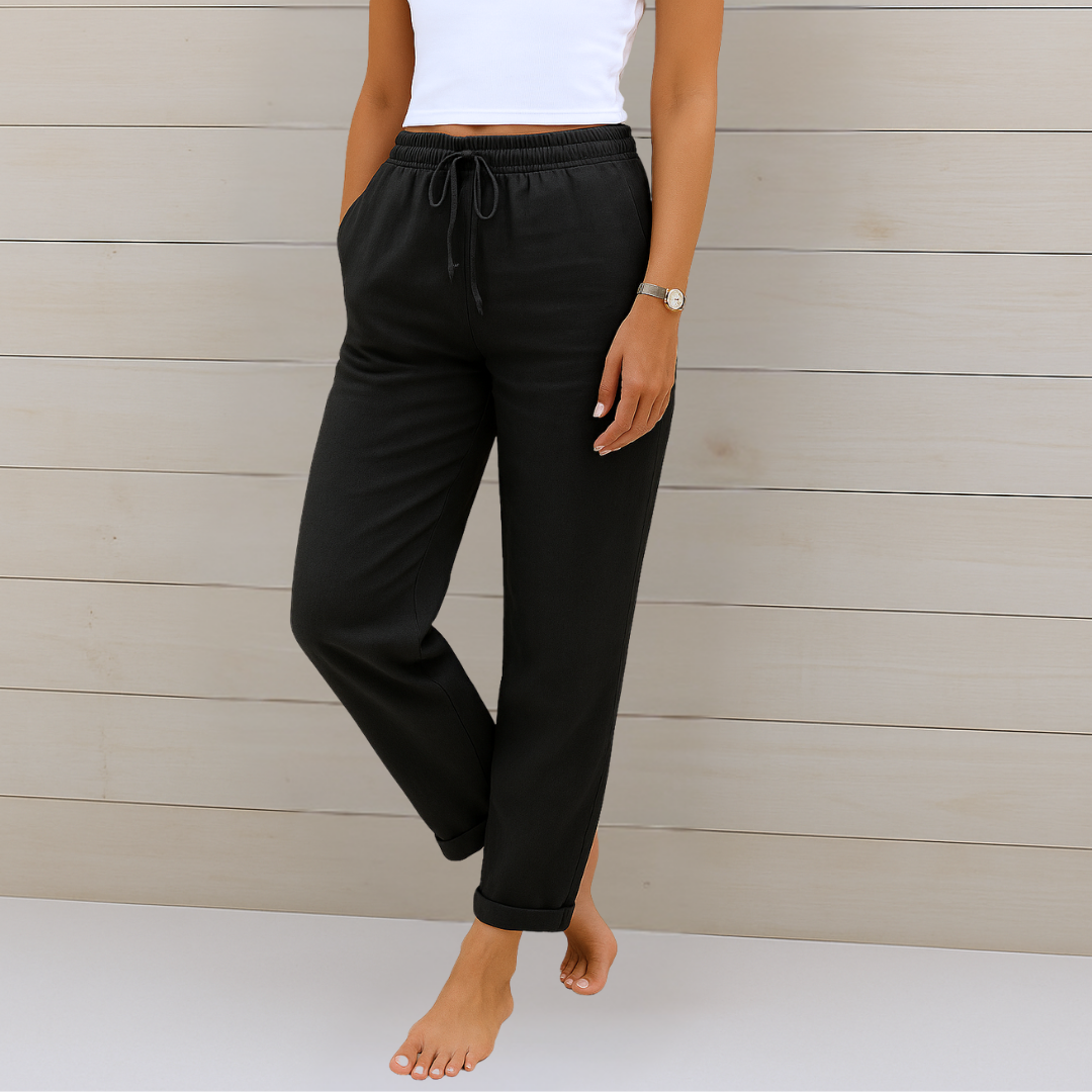 Atmungsaktive Leinen Damen Stoffhose