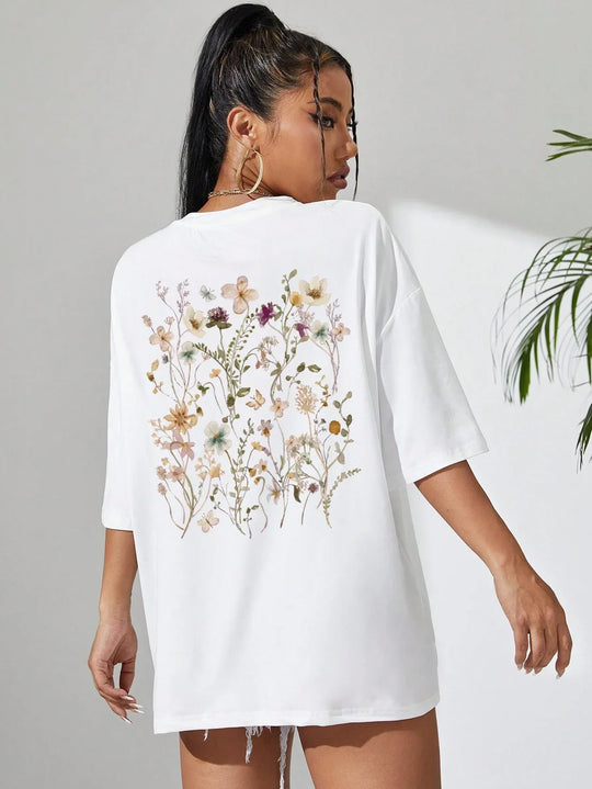 Florales Damen Baumwoll T-Shirt