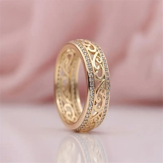 Eleganter Damen Ring Gold Hohl