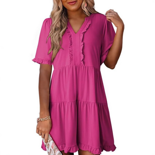 Casual V-Ausschnitt Damen Minikleid