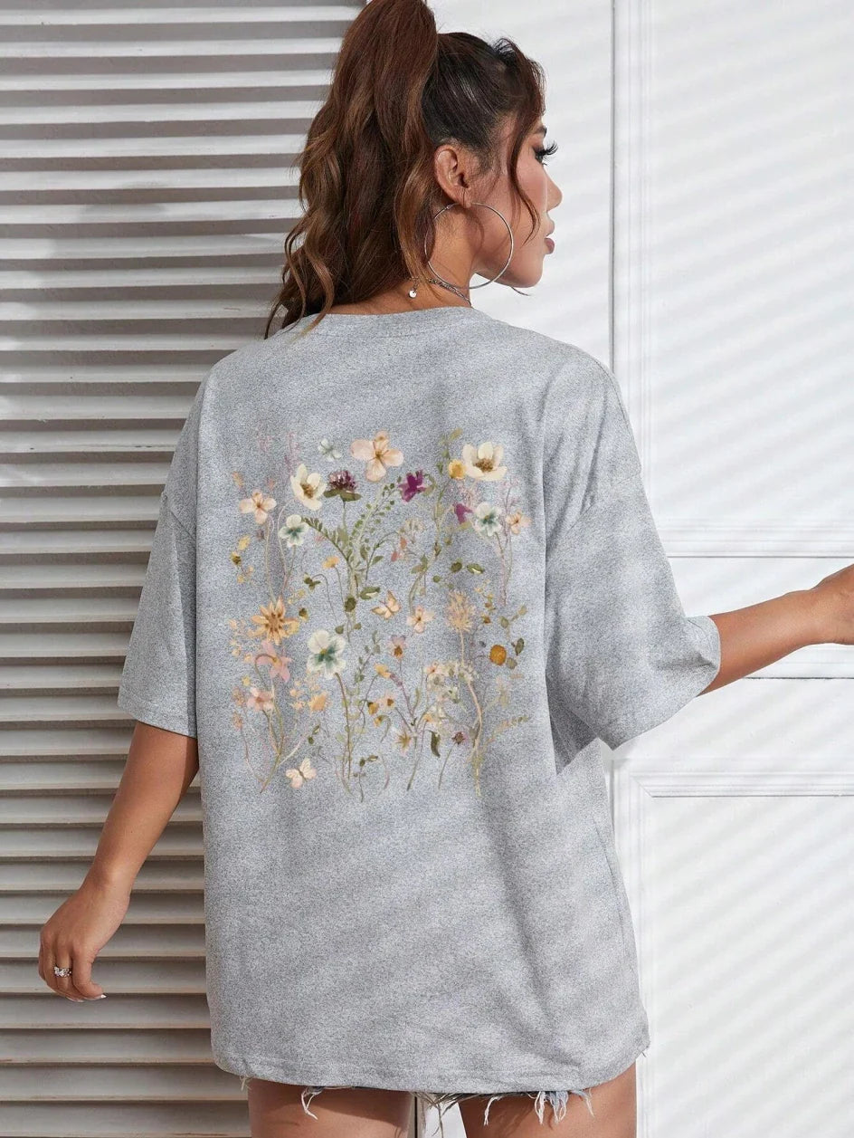 Florales Damen Baumwoll T-Shirt