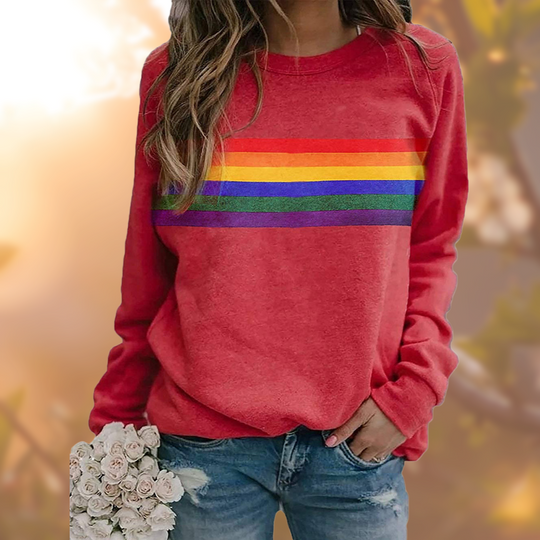 Regenbogen-Grafik-Sweatshirt für Damen