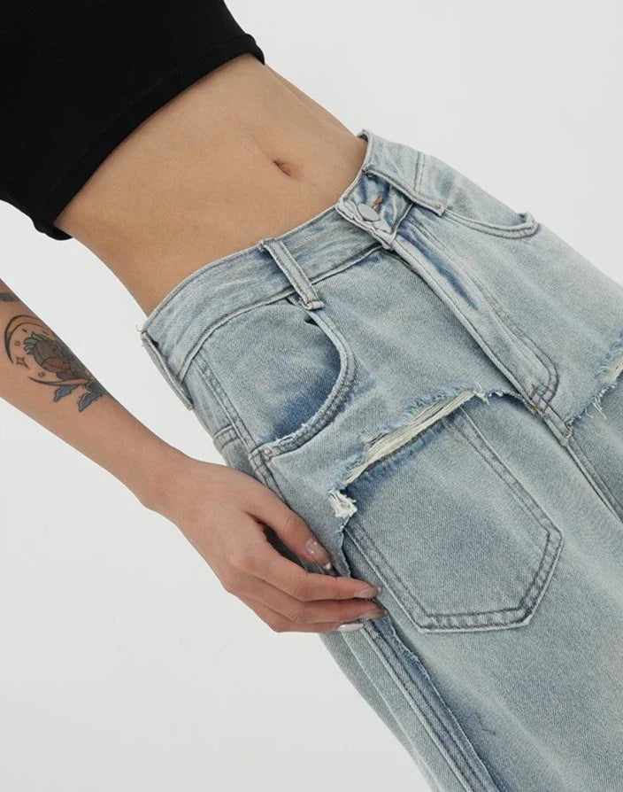 Denim-Jeans mit hoher Taille für Damen