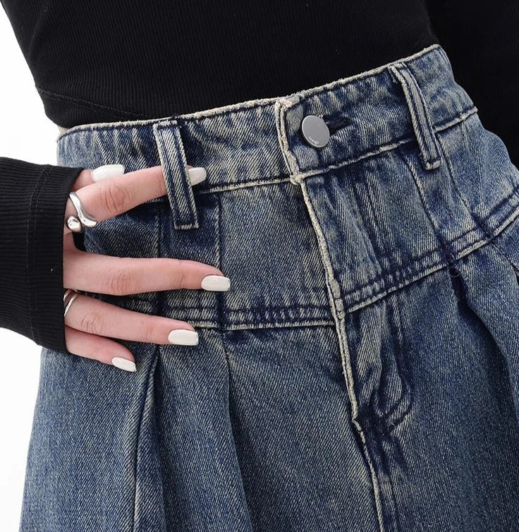 Hoch taillierte weite Jeans für Damen