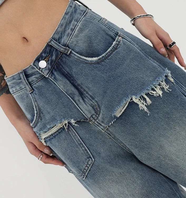 Denim-Jeans mit hoher Taille für Damen