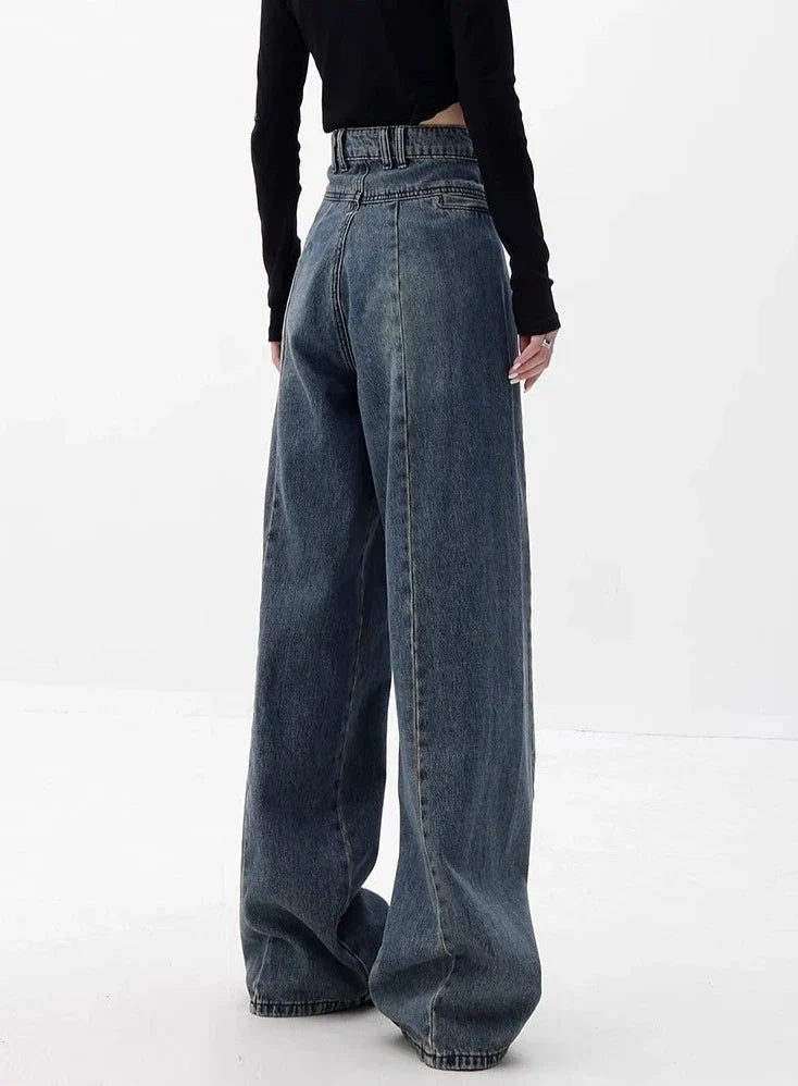 Hoch taillierte weite Jeans für Damen