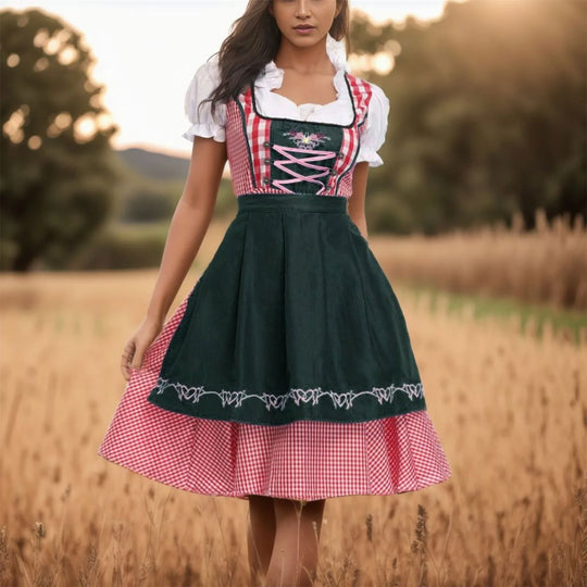 Kariertes Dirndl Oktoberfestkleid für Damen