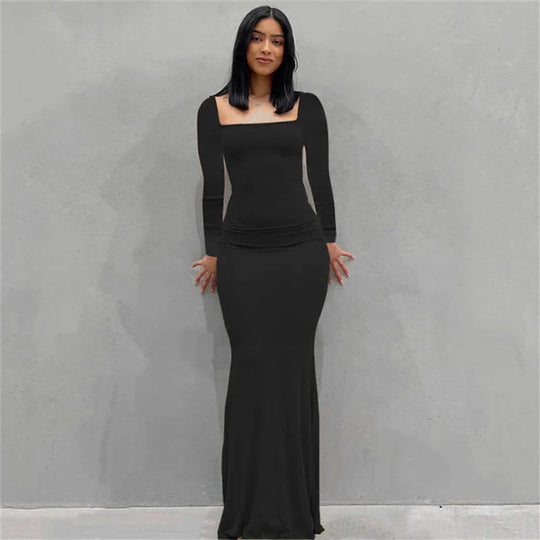 Langärmeliges Bodycon Maxikleid für Damen