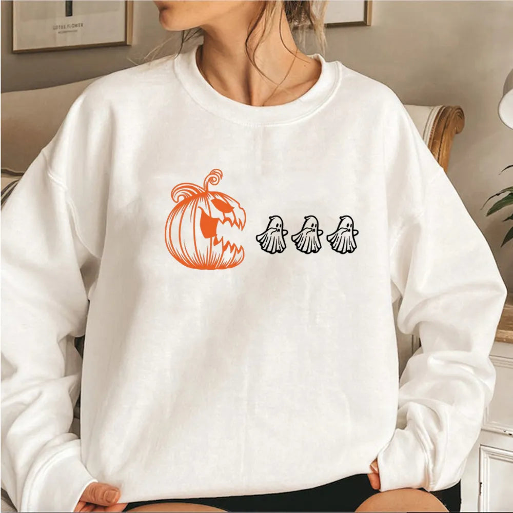 Halloween Kürbis und Geist Pullover für Damen