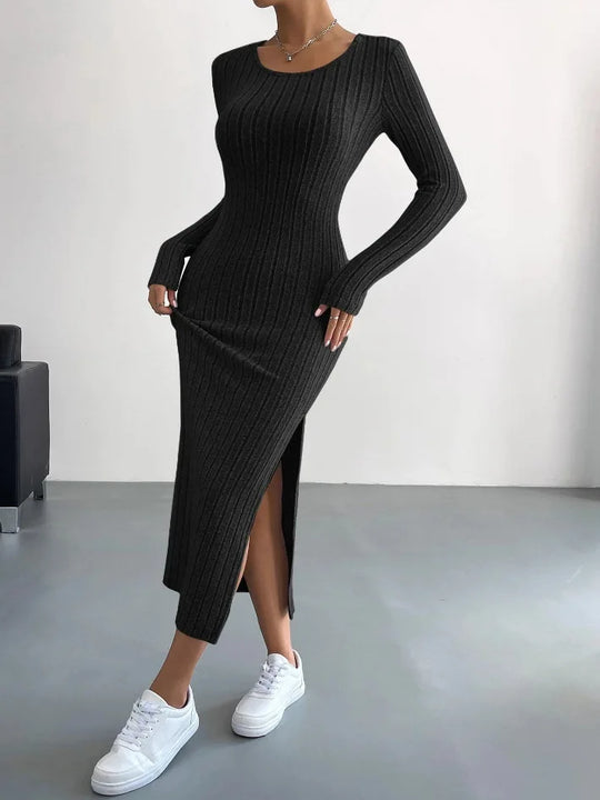 Langärmeliges Strickkleid für Damen