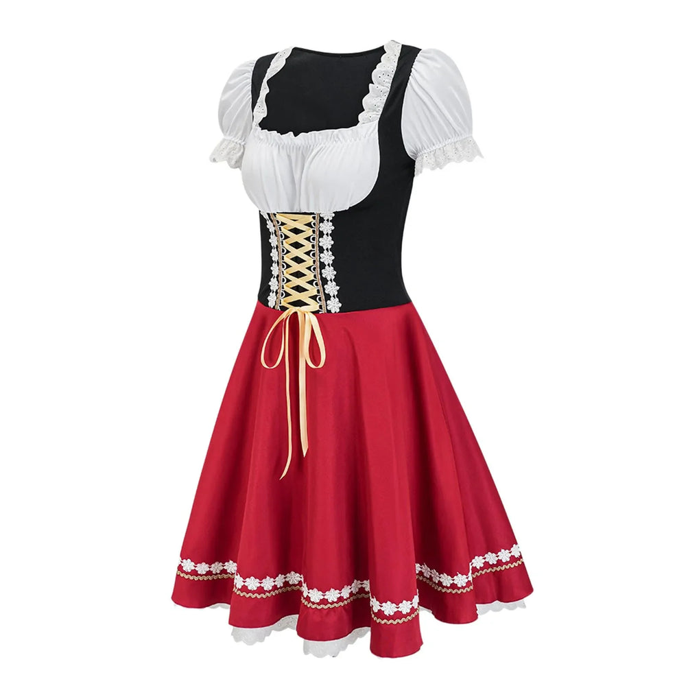 Damen Oktoberdest Puffärmel Dirndlkleid