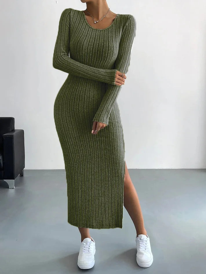 Langärmeliges Strickkleid für Damen