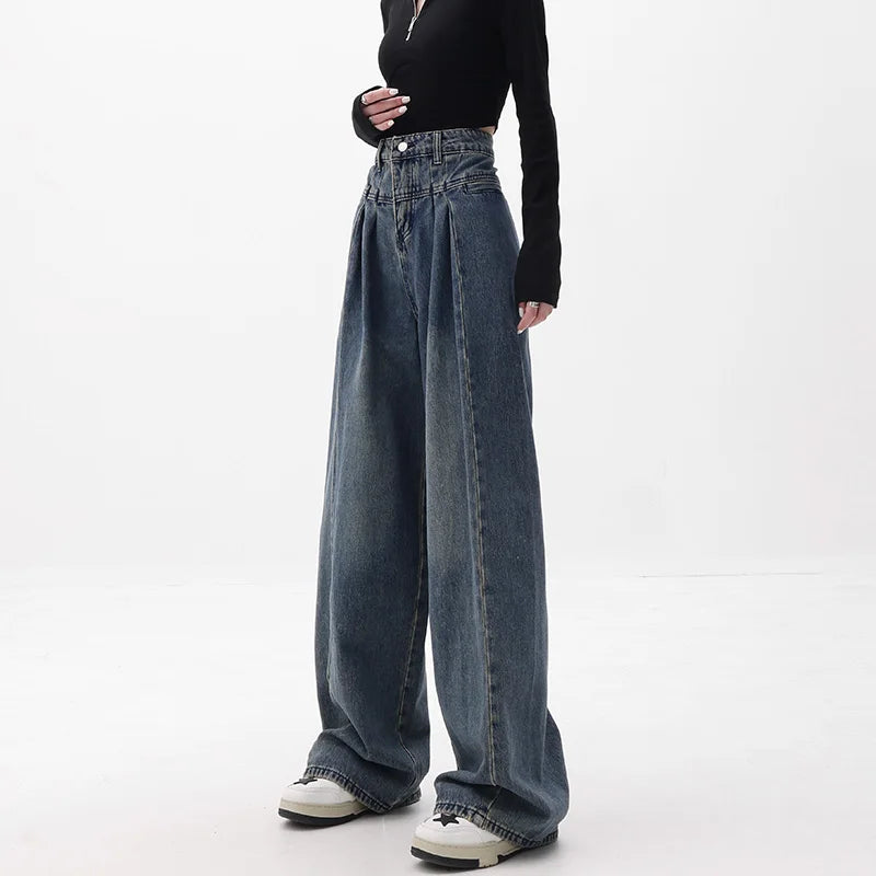 Hoch taillierte weite Jeans für Damen