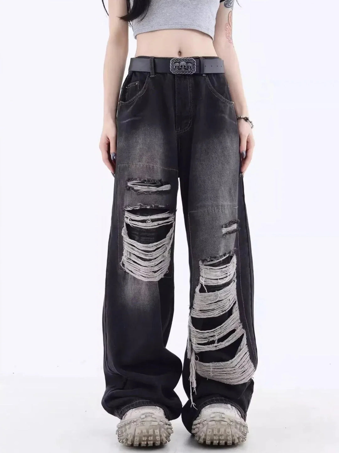 Zerrissene lockere Jeans für Damen