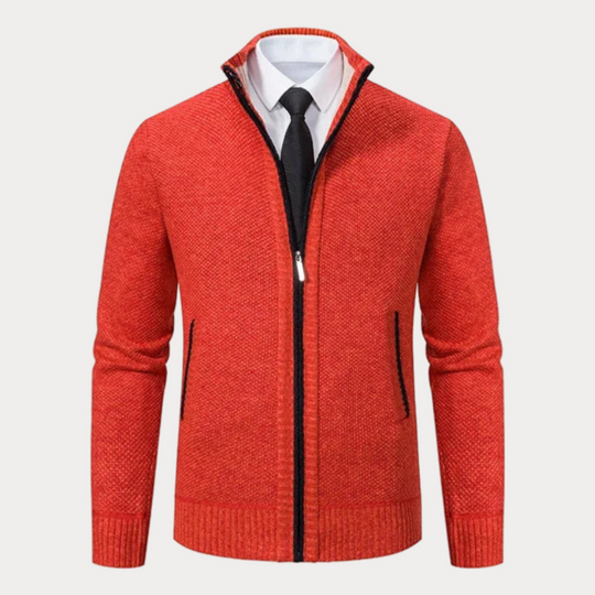 Slim-Fit Strickjacke mit Reißverschluss für Herren