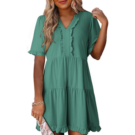 Casual V-Ausschnitt Damen Minikleid