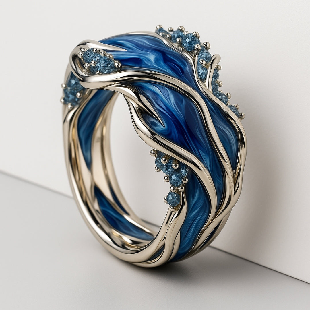 Vintage Goldener Wellenförmiger Damen Ring
