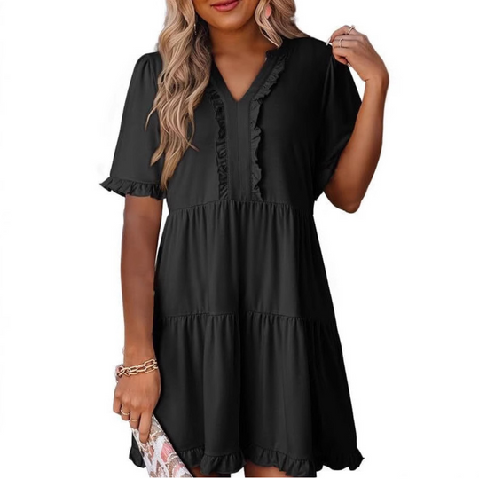 Casual V-Ausschnitt Damen Minikleid