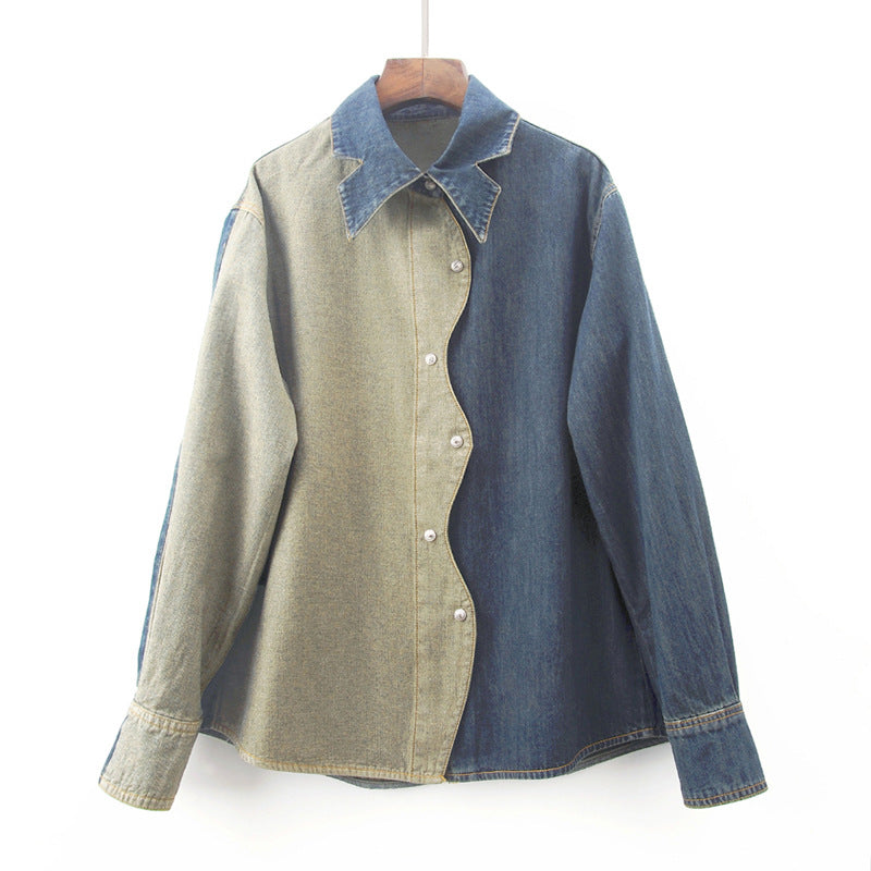 Asymmetrisches Damen Jeanshemd