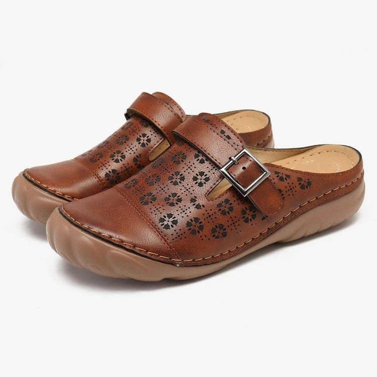 Bequeme Damen Leder Clogs Komfortweite