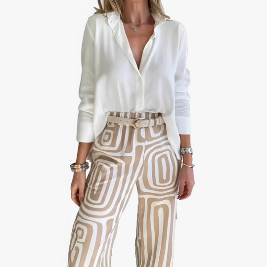 Elegantes Damen Hosenanzug Set aus Leinen