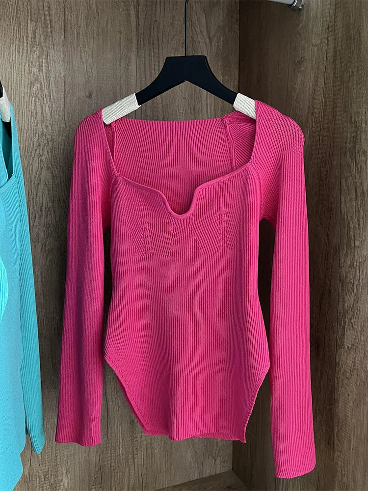 Dehnbares Strickoberteil für Damen