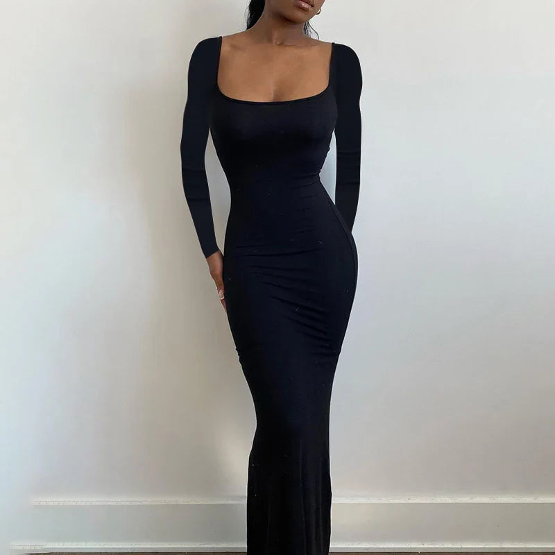 Langärmeliges Bodycon Maxikleid für Damen