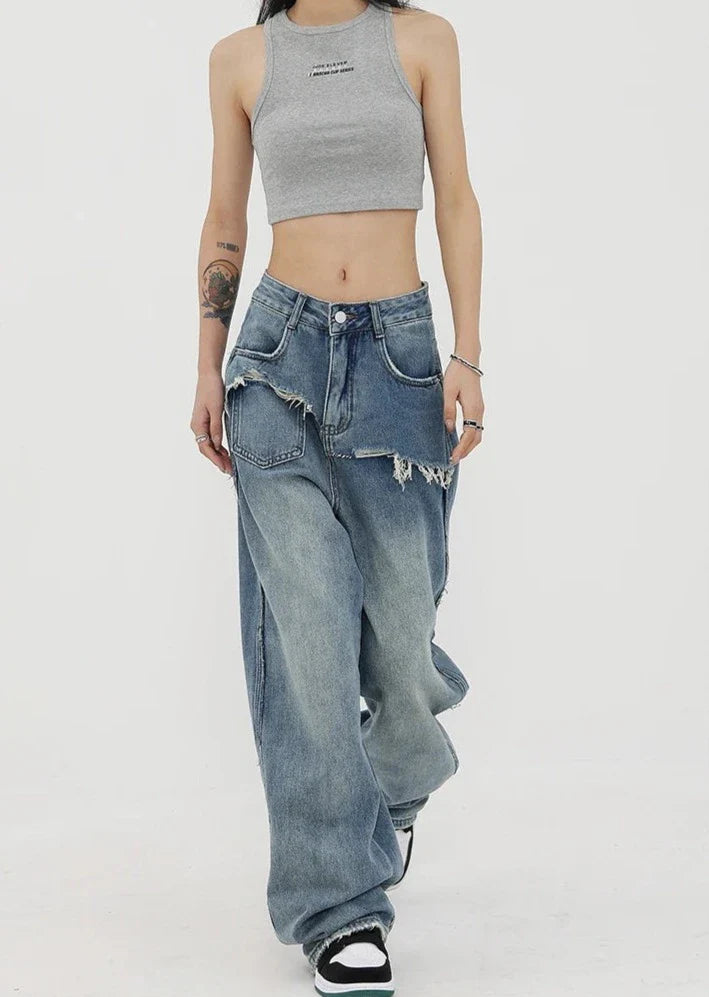 Denim-Jeans mit hoher Taille für Damen