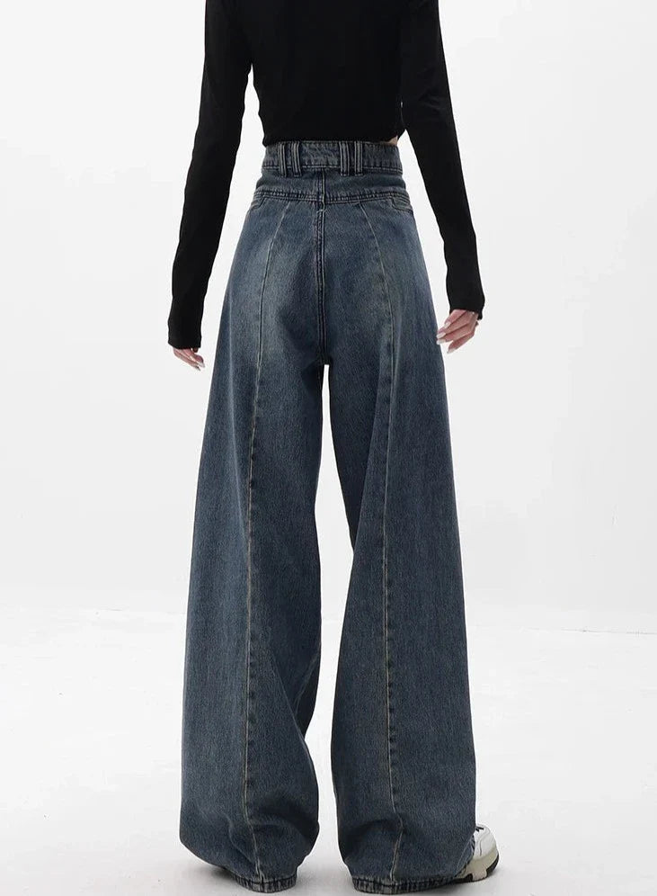 Hoch taillierte weite Jeans für Damen