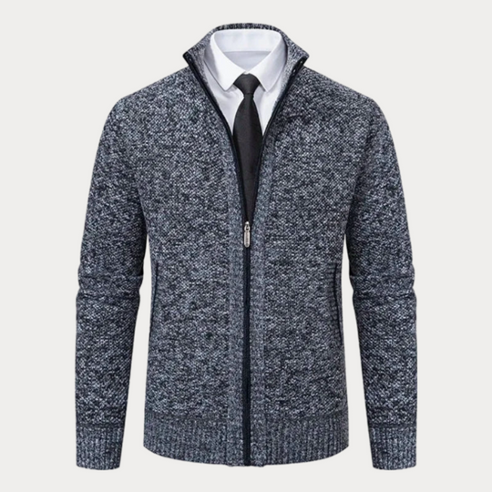 Slim-Fit Strickjacke mit Reißverschluss für Herren