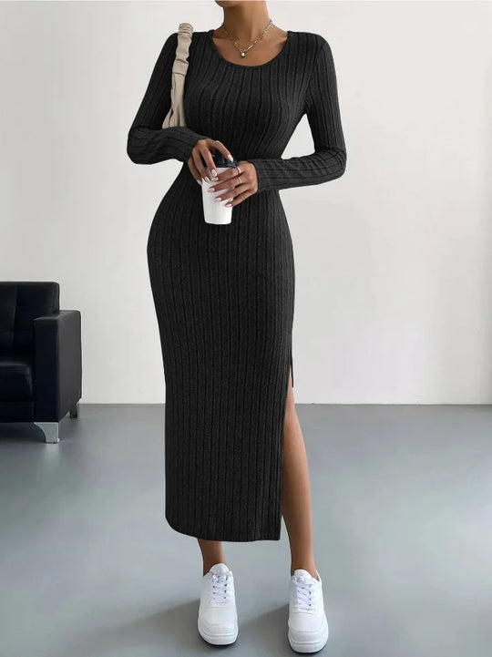 Langärmeliges Strickkleid für Damen