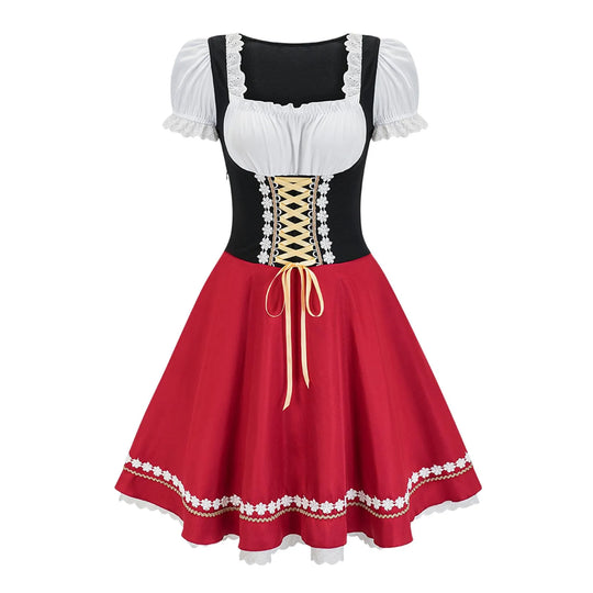 Damen Oktoberdest Puffärmel Dirndlkleid