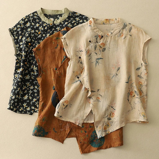 Lässiges Damen Leinen Top