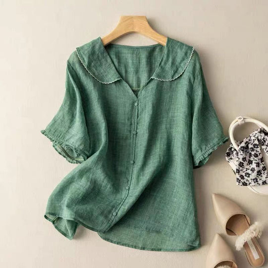 Luftige Damen Leinen Bluse