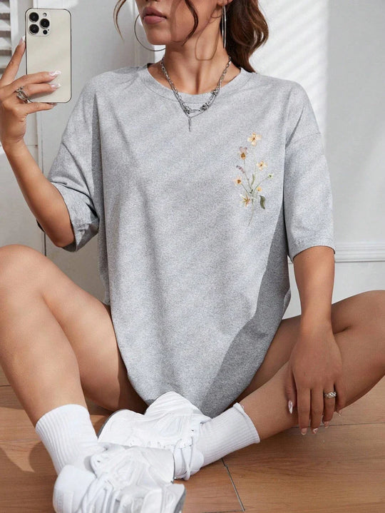 Florales Damen Baumwoll T-Shirt