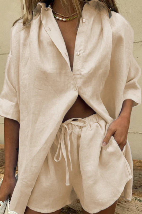 Leichtes Damen Blusen-Set mit weiten Shorts