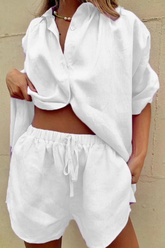 Leichtes Damen Blusen-Set mit weiten Shorts